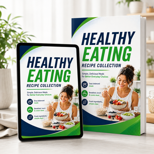 Healthy Eating Recipe Collection ebook and tablet mockup