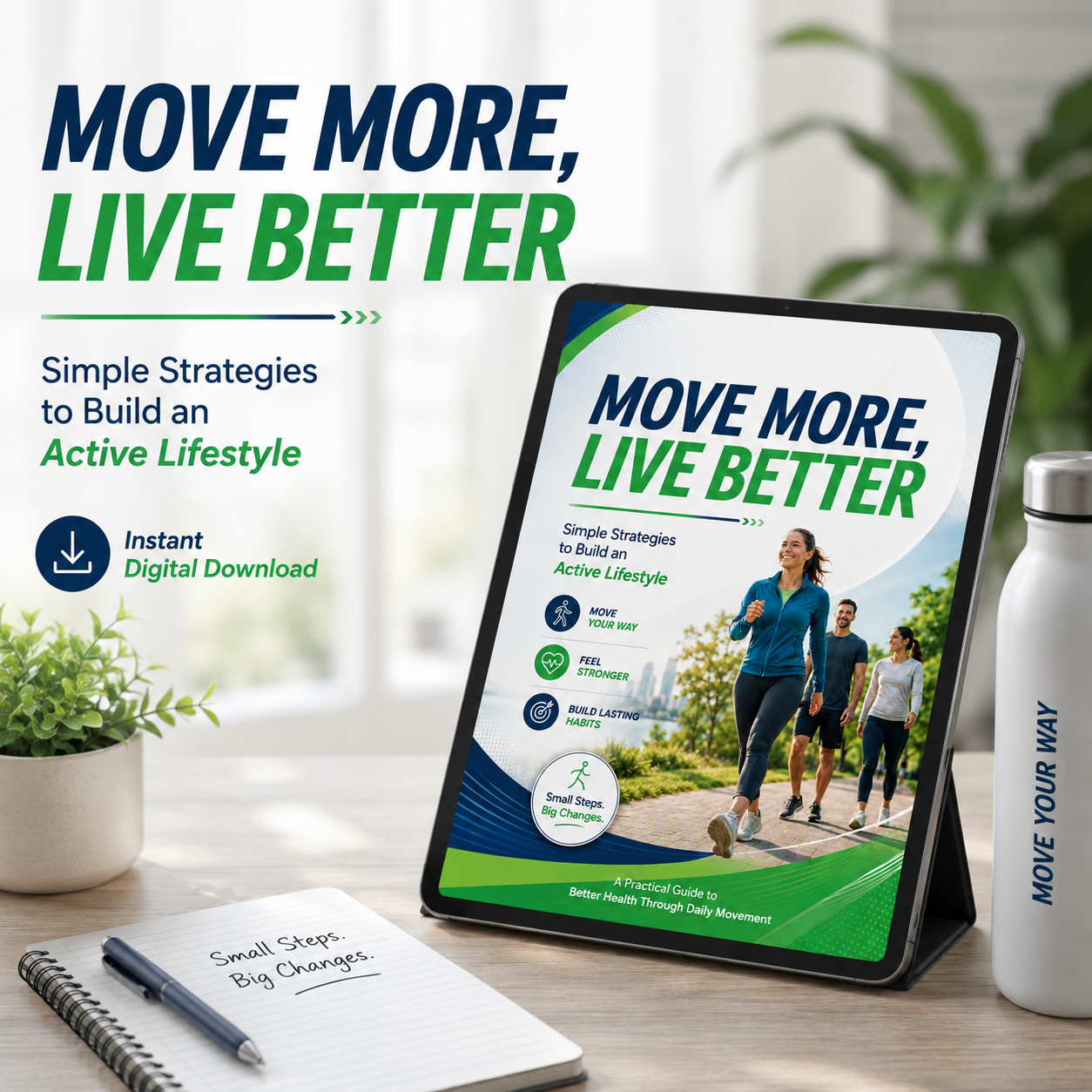 Move More Live Better digital ebook mockup without logo